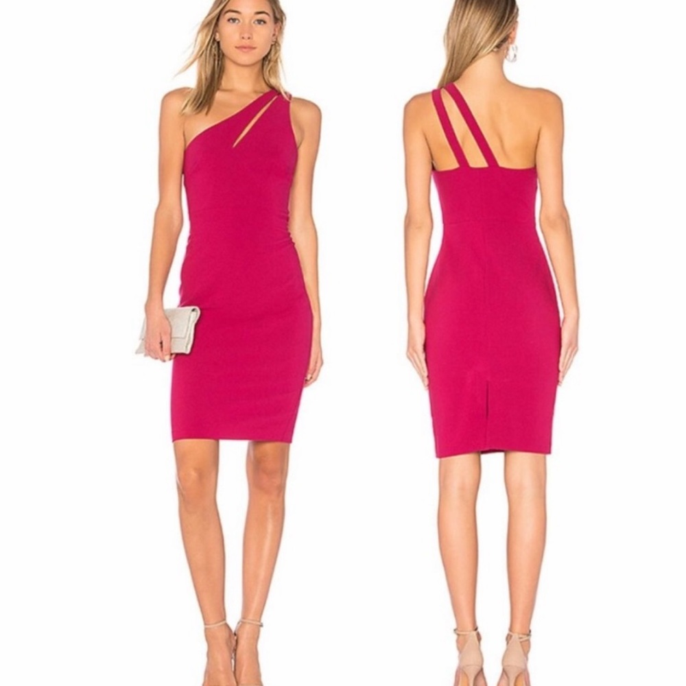 Likely Allison dress one shoulder 6 pink red